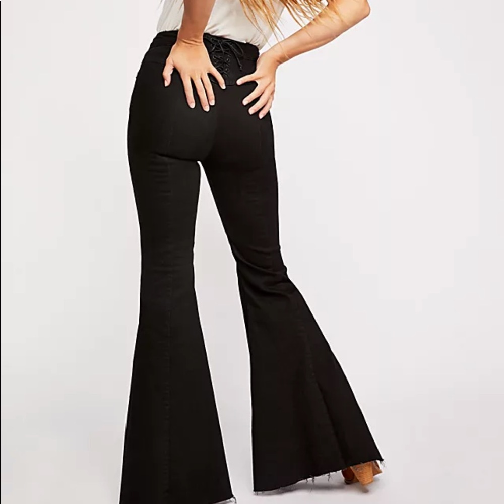 💓sold 💓Free people curvy high rise lace up flares - Picture 3 of 6